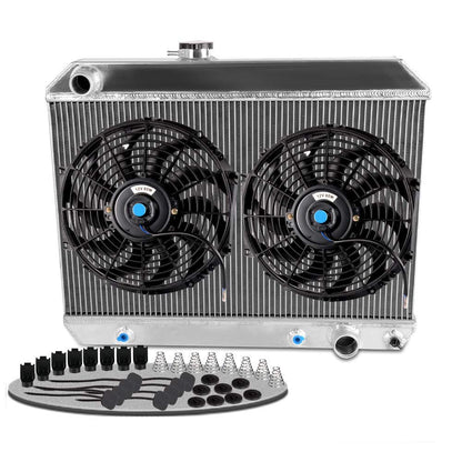 Aluminum Racing Radiator Compatible For Pontiac GTO/Tempest/LeMans 1964 1965 1966 1967+12" Cooling Fan