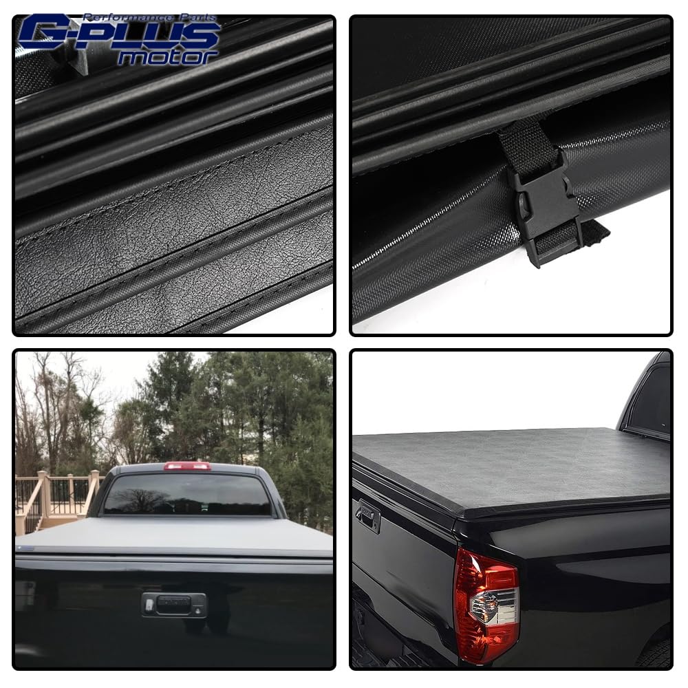 G-PLUS Soft Quad Fold Truck Bed Tonneau Cover Compatible with Toyota Tundra 2014-2021 Standard Short Bed 6'5''