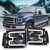 G-PLUS LED Headlights, Compatible with Ford F250 F350 F450 F550 2005 2006 2007 Super Duty Headlamps,Clear Lens Black Housing Clear Reflector Left & Right