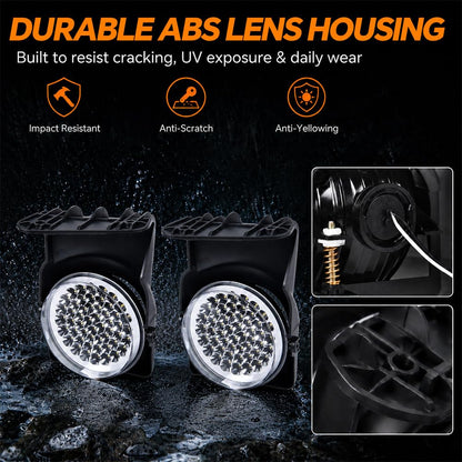 G-PLUS Hyper White Full LED Fog Lights Lamp +Switch Left+Right Compatible with GMC Sierra 2003-2007 Pickup Truck Clear Lens Bumper Fog Light Kit