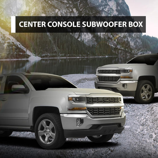G-PLUS 12" Center Console Subwoofer Box Compatible with Chevy/GM Crew Cab 2014-2018 Black