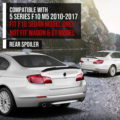 G-PLUS Rear Trunk Spoiler Wing Compatible with BMW 5 Series F10 M5 2010 2011 2012 2013 2014 2015 2016 2017 Fit F10 Sedan Model Only Not Fit Wagon & GT Model Rear Spoiler Lip Wing Glossy Black