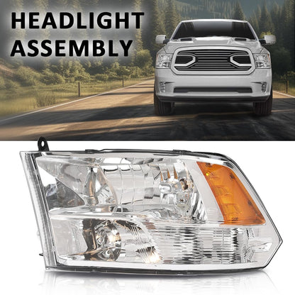 G-PLUS Headlight Assembly Front Headlamp Left Driver with Bulbs Fit Dodge Ram 1500 2500 3500 2009-2018 Factory Bumper Headlamps,faros delanteros