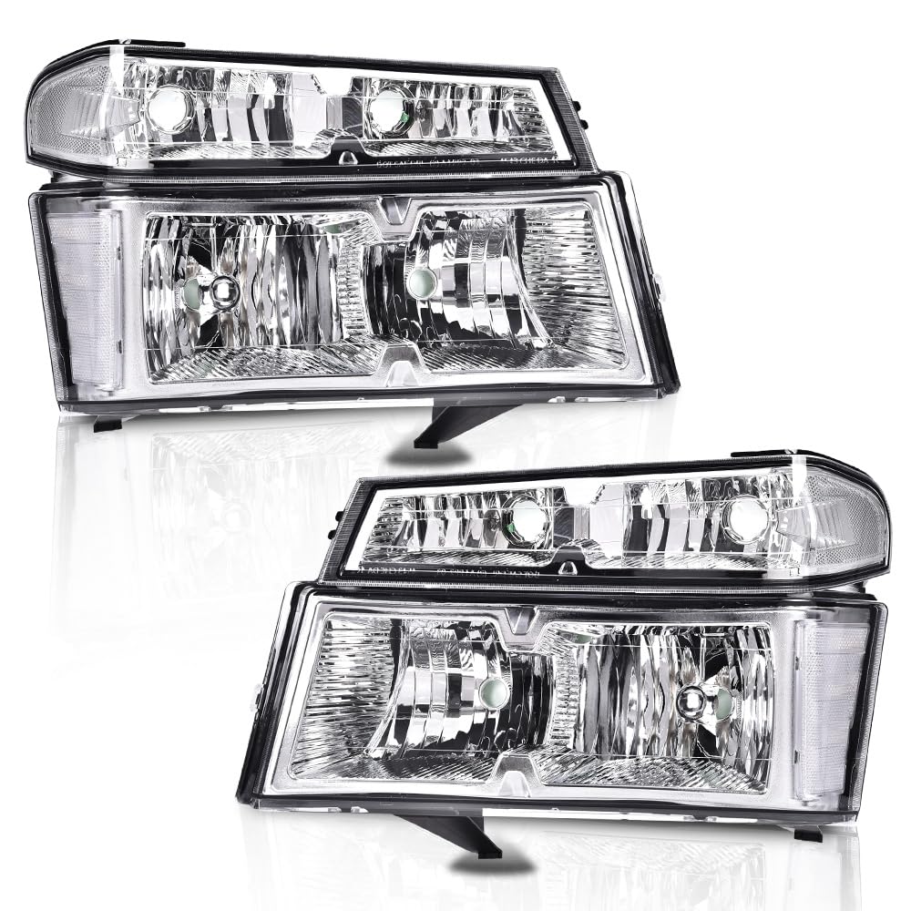 G-PLUS Headlights Fit Chevy Colorado/GMC Canyon 2004-2012,Fit Isuzu i-280 i-350 2006/i-290 i-370 2007-2008 Headlamps Clear Lens Chrome Housing Clear Reflector,faros delanteros Assembly