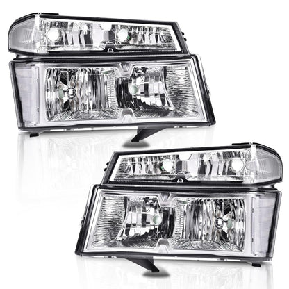 G-PLUS Headlights Fit Chevy Colorado/GMC Canyon 2004-2012,Fit Isuzu i-280 i-350 2006/i-290 i-370 2007-2008 Headlamps Clear Lens Chrome Housing Clear Reflector,faros delanteros Assembly