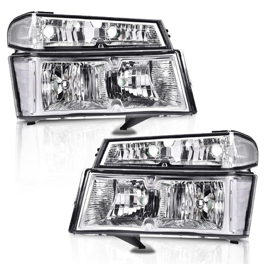G-PLUS Headlights Fit Chevy Colorado/GMC Canyon 2004-2012,Fit Isuzu i-280 i-350 2006/i-290 i-370 2007-2008 Headlamps Clear Lens Chrome Housing Clear Reflector,faros delanteros Assembly
