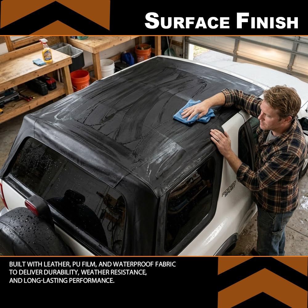G-PLUS Soft Top With 3 Windows Compatible with Isuzu Rodeo 2000-2002 Fit Isuzu Amigo 1999-2000 Black