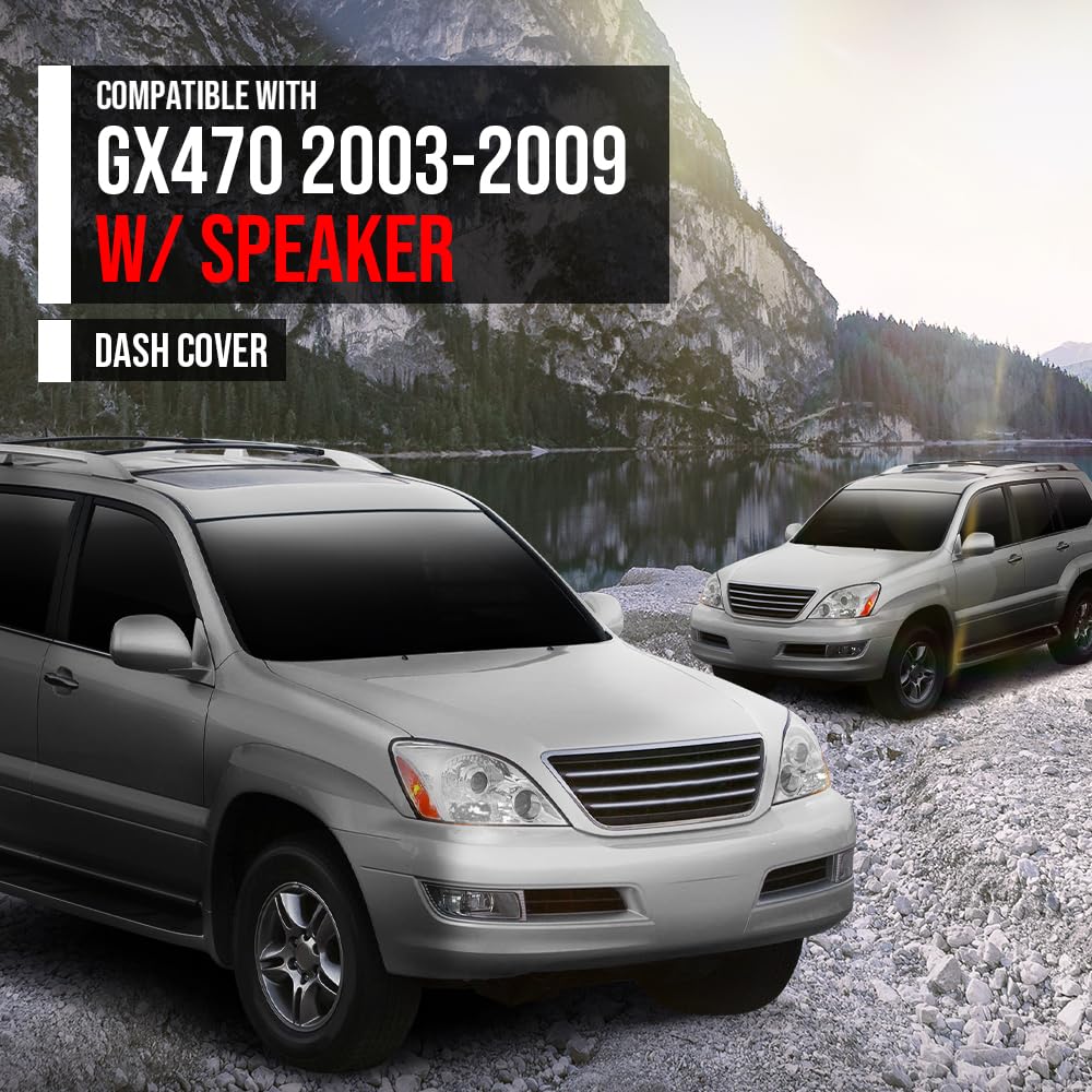 G-PLUS TPE Dash Cover Dashboard Compatible with LX GX470 2003-2009 w/Speaker Gray