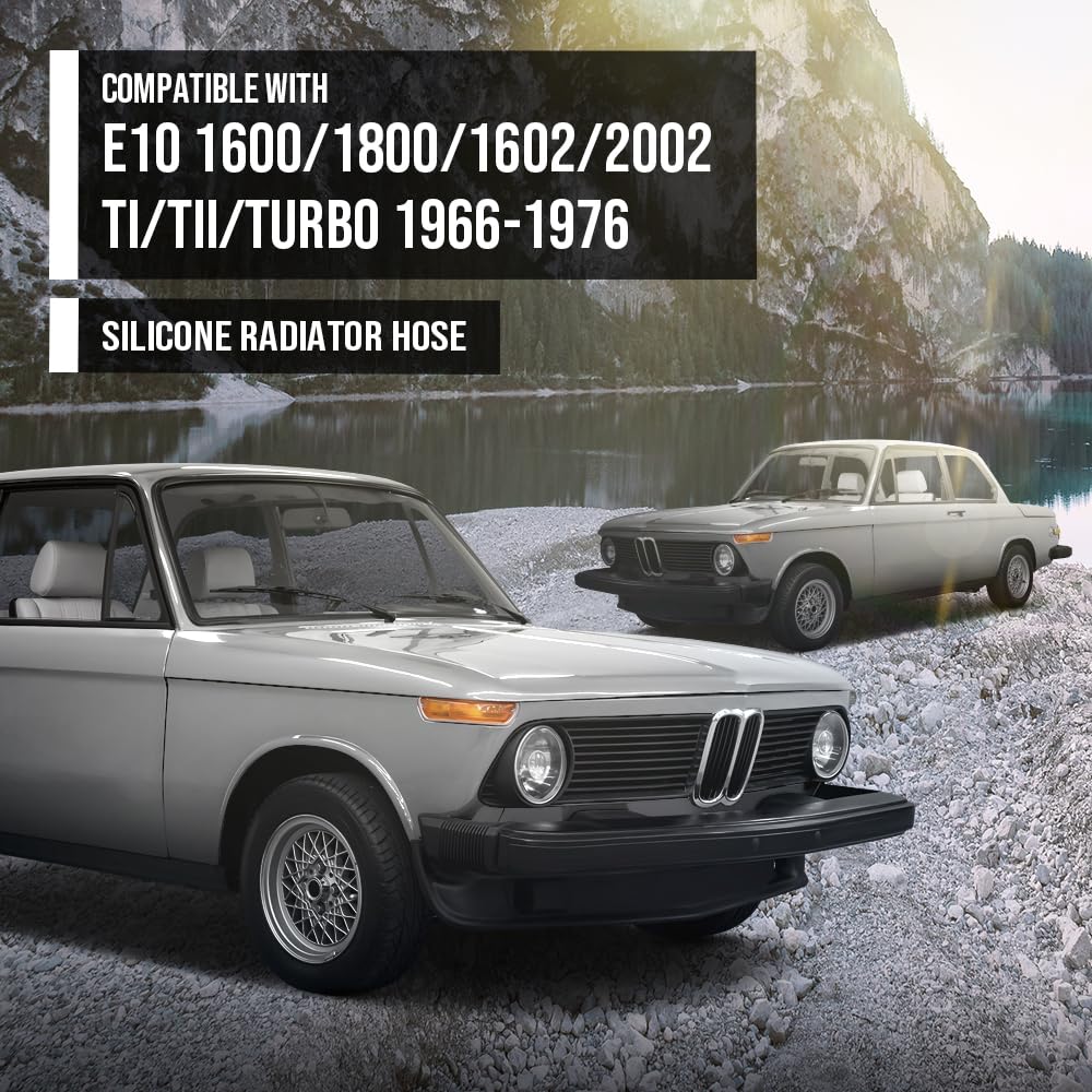 G-PLUS Silicone Radiator Hose Compatible with BMW 1600/1602/1800/1802/2002 Ti/Tii/Turbo 1966-1976 Black 5Pcs