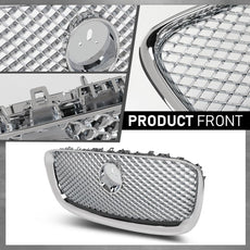G-PLUS Upper Front Center Grille for Jaguar XF XFR 2012-2015 Silver Close-up View