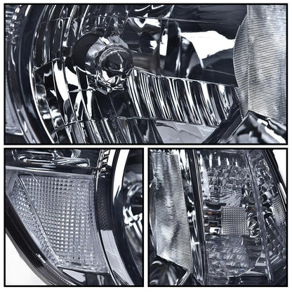 G-PLUS Headlights Assembly Compatible with Toyota Tacoma 2005-2011 Headlamps Pair Halogen Smoky Lens Chrome Housing Clear Reflector,faros delanteros