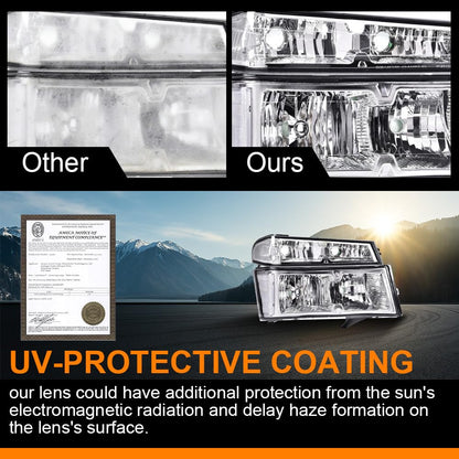 G-PLUS Headlights Fit Chevy Colorado/GMC Canyon 2004-2012,Fit Isuzu i-280 i-350 2006/i-290 i-370 2007-2008 Headlamps Clear Lens Chrome Housing Clear Reflector,faros delanteros Assembly