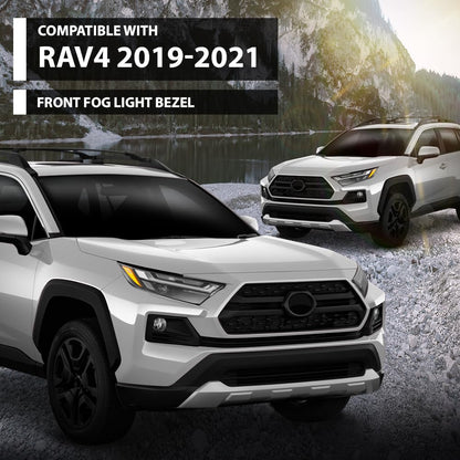 G-PLUS Bumper Fog Lights Lamps Bezels Cover Pair Compatible with Toyota RAV4 Adventure 2019-2022,Fit Toyota RAV4 TRD Off-Road 2020-2023 521280R170, 521270R170, TO1038226, TO1039226 Black