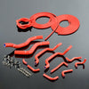 Silicone Radiator Coolant Hose Kit Clamps Compatible For MITSUBISHI ECLIPSE DSM 4G63T 2G 1995-1999 + Vacuum Hose Pipe Kit Red 1996 1997 1998