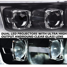 G-PLUS Headlights Assembly for Ford F150 2009-2014 LED Style Clear Lens Black Housing Close-up View