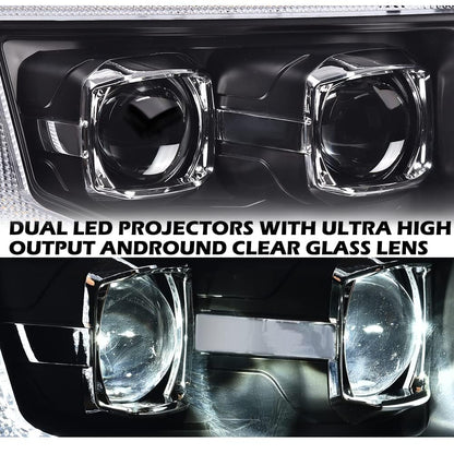 G-PLUS Headlights Assembly, Compatible with 2009-2014 Ford F150(Only Fit LED Style,NOt Fit without LED Style) Bumper Headlamps,Clear Lens Black Housing Clear Reflector,faros delanteros
