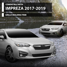 G-PLUS Bumper Grille for Subaru Impreza 2017-2019 Chrome Molding Black Front View