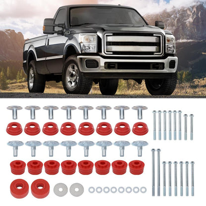 G-PLUS Body Mount Bushing Kit Compatible with Ford F250 F350 Super Duty 2WD and 4WD 2008-2016 Body Cab Mounts & Steel Sleeves & Hardware KF04060BK Red