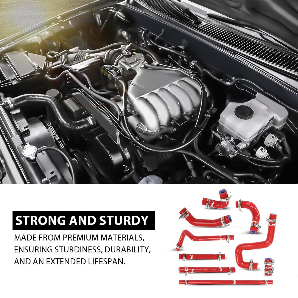 G-PLUS Silicone Heater Hose Kit Compatible with Toyota 4Runner 3.4L 1996-2002 W/Rear Heater Red