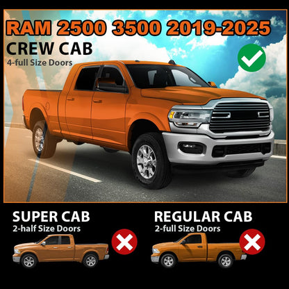 G-PLUS in-Channel Side Window Vent Visor Deflectors Rain Guards Compatible with Dodge Ram 2500 3500 Mega Cab/Crew Cab 2019-2026 Impact-Resistant PC 4 PCS Smoky