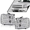 G-PLUS LED Tube Dual Projector Headlights Assembly,Fit Chevy Silverado 1500 2007-2013/Fit Silverado 2500 3500 & HD 2007-2014,Clear Lens Chrome Housing Clear Reflector,faros delanteros