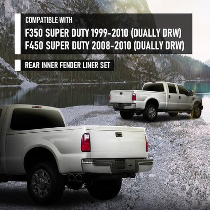 G-PLUS Rear Dually Left Right Bed Inner Fender Liner Set Compatible with Ford F350 Super Duty 1999-2010 (dually DRW) Black
