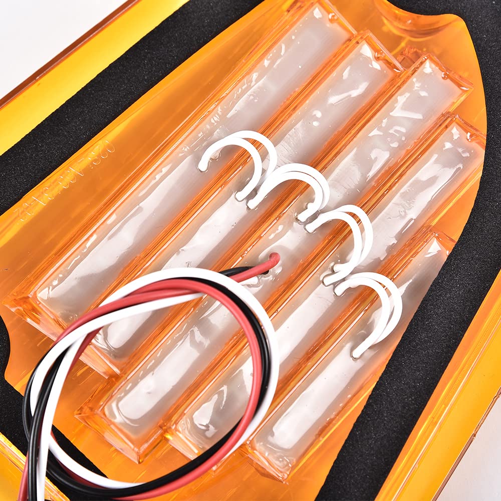 G-PLUS 2pcs Amber LED Turn Signal Lights Compatible with Kenworth 2008 & Older K300 T300 T330 T600 Front LH & RH Side Marker Turn Signal Corner Lights Parking Lights Assembly K256-509 P54-1038
