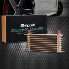G-PLUS 10 Row Oil Cooler for Universal AN10-10AN Aluminum Gold