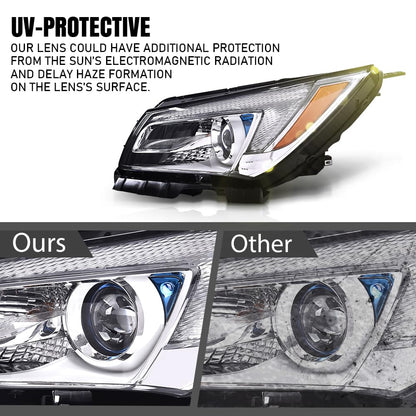 G-PLUS LED One Left Driver Side Headlight Compatible with Buick LaCrosse 2014 2015 2016 DRL Headlamp w/Bulbs Halogen Clear Lens Chrome Housing Amber Reflector Bumper Headlamps,faros delanteros