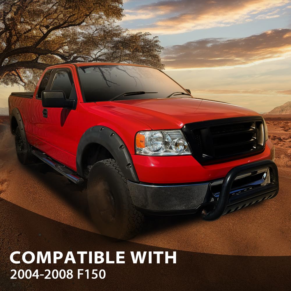 G-PLUS Pocket Riveted Fender Flares Compatible with 2004-2008 Ford F150 Styleside with 66.0"/67.0"/78.0"/96.0" Bed (Not Fit Heritage Models), Fit 07-08 Lincoln Mark LT with 67.0"/78.0" Bed Textured
