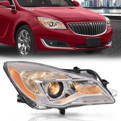 G-PLUS Halogen Headlight Right Side w/LED DRL & Turn Signal Light Compatible with Buick Regal 2014 2015 2016 2017 GM2503413, 13409903 Bumper Headlamps,faros delanteros