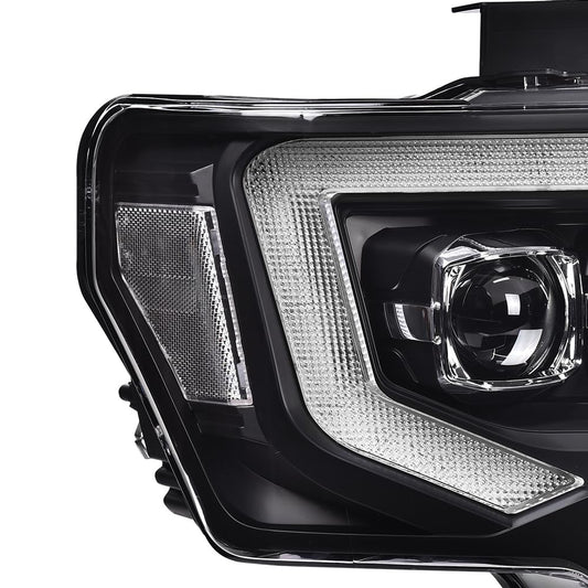 G-PLUS Pair Headlights Assembly & Tail lights Headlamps + Taillamps Compatible with 2009 2010 2011 2012 2013 2014 Ford F150 (Clear Lens Black Housing Headlights + Tail lights)