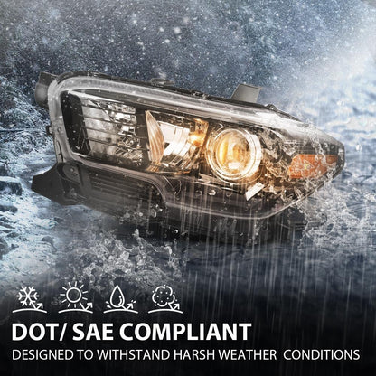 G-PLUS Headlights Compatible with 2016-2022 Toyota Tacoma,Headlamps w/o LED DRL Clear Lens Black Housing Amber Reflector, Left Driver & Right Passenger TO2502243, TO2503243 faros delanteros