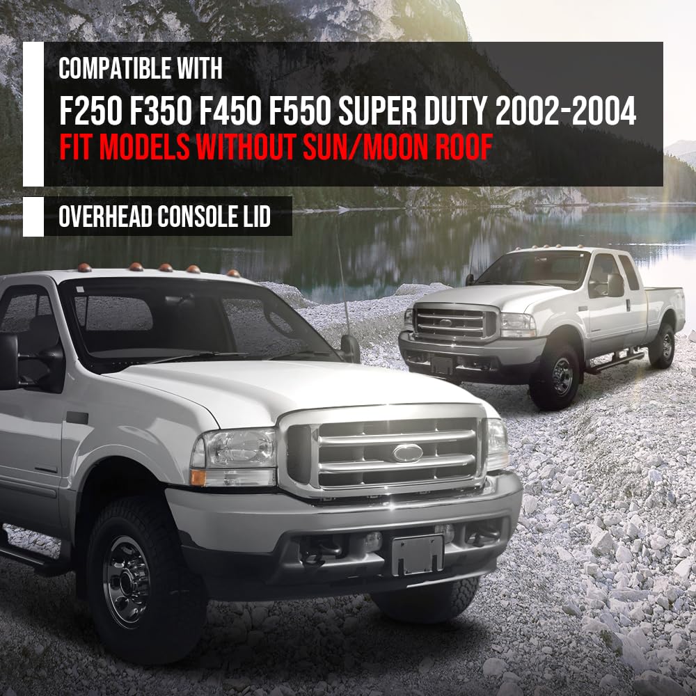G-PLUS Overhead Console Lid Compatible with Ford F250 F350 F450 F550 Super Duty 2002-2004 Fit Models Without Sun/Moon Roof 2C3Z7811586CAB Gray