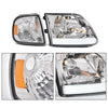 G-PLUS LED DRL Headlights Compatible with Ford Expedition 1997-2002/Fit Ford F150 1998-2003/Fit F250 1997-1999 Bumper Headlamp w/Corner Lamps Clear Lens Chrome Housing Amber Reflector Left & Right