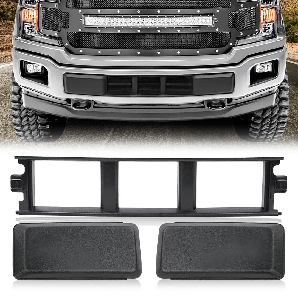 G-PLUS Front Bumper Lower Center Cover & Bumper Guards Pads End Caps Compatible With Ford F150 2018-2020 JL3Z17B968BB ABS