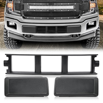 G-PLUS Front Bumper Lower Grille Trim Panel Cover & Bumper Guards Pads End Caps Compatible with Ford F150 2018-2020 JL3Z17B968BB Black ABS Plastic