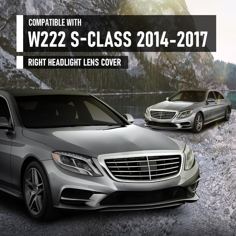 G-PLUS Headlight Lens Cover Compatible with Benz W222 S-Class 2014-2017 Right Side Front Headlamp Lens Cover Clear