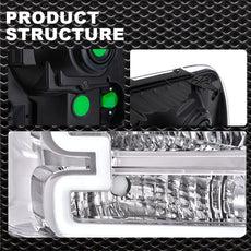 G-PLUS LED DRL Headlights for Ford F250 F350 F450 F550 Super Duty 2005-2007 Clear Lens Additional Angle