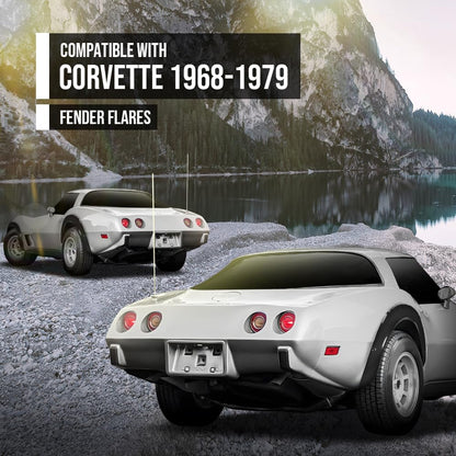 G-PLUS Fender Flares Front & Rear 4Pcs Compatible with Chevy Corvette C3 1968-1979 Black
