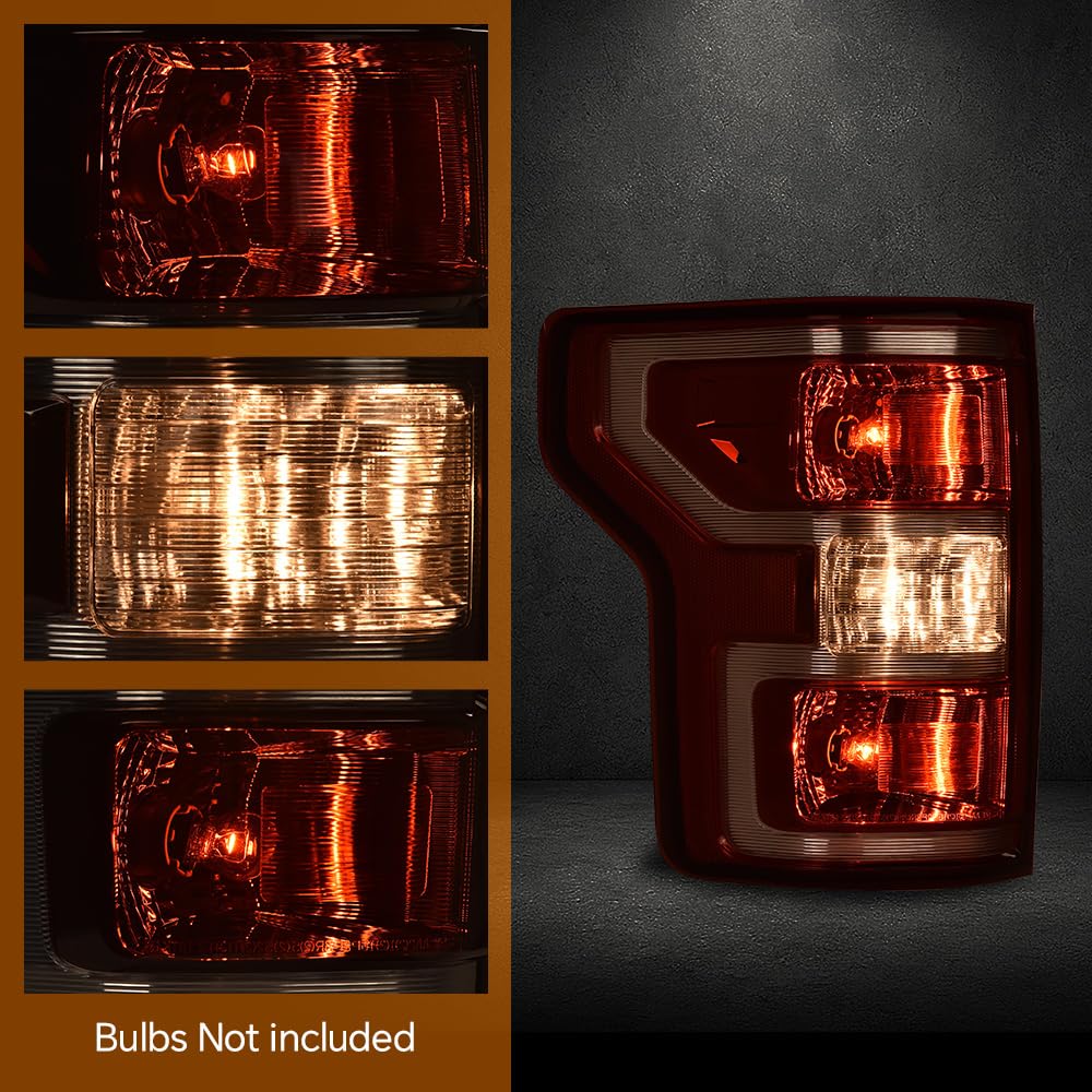 G-PLUS Tail Light Compatible with Ford F150 2018 2019 2020 Rear Tail Lamps W/Bulbs & Wiring Harness Red Left Driver Luces Traseras Rear Brake Lamps Assembly