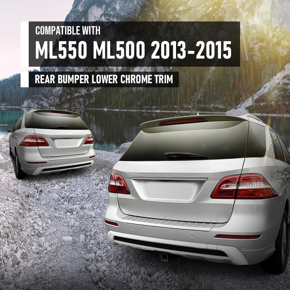 G-PLUS Rear Bumper Lower Chrome Trim Compatible with Benz ML550 ML500 2013-2015 A1668804340, A1668804440 Silver