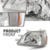 G-PLUS Headlights Assembly Front Headlamps Pair, Compatible with Toyota Echo 2000-2002, LH & RH 2PCS, Clear Lens Chrome Housing Amber Reflector, 8115052190, 8111052190,faros delanteros