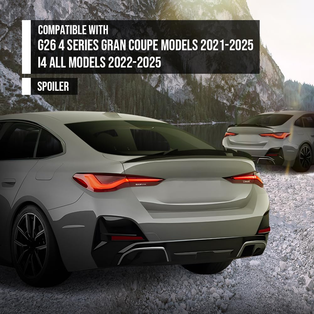 G-PLUS Rear Trunk Spoiler Wing Compatible with BMW G26 4 Series Gran Coupe Models 2021 2022 2023 2024 2025, Fit BMW I4 All Models 2022 2023 2024 2025 Rear Spoiler Gloss Black