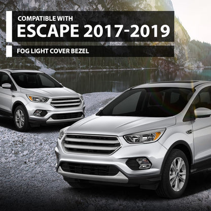 G-PLUS Fog Light Cover Bezel Grille Bumper Insert Set Compatible with Ford Escape Kuga 2017-2019 GJ5Z17K946AB, GJ5Z17K946AA, FO1038164, FO1039164 Black