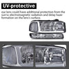 G-PLUS LED DRL Headlights Assembly, Compatible with 1999-2007 GMC Sierra 1500/2001-2007 GMC Sierra 1500 HD Bumper Headlamps, Smoky Lens Chrome Housing Clear Reflector,faros delanteros