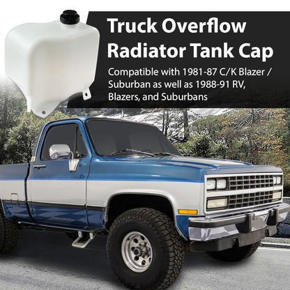 G-PLUS Overflow Radiator Tank w/ Cap Compatible with C/K Blazer Suburban 1981-1987 / Fits 1988-1991 RV Blazers and Suburbans White