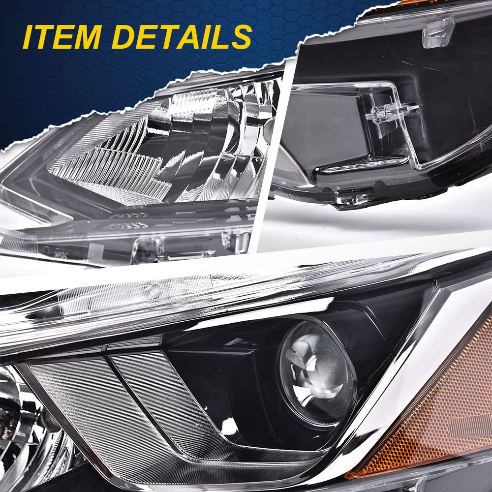 G-PLUS Projector Headlights,Fit 2019 2020 Nissan Altima 4-Door Sedan S SL SV SR ONE,(ONLY For Factory Halogen Headlights),Automotive Headlamps Chrome Housing,Passenger Side (Right),faros delanteros