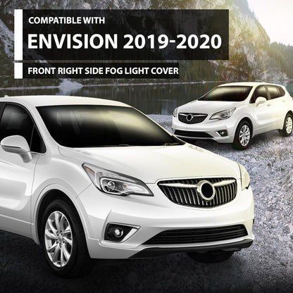 G-PLUS Fog Light Covers Front Passenger Right Side Hand Compatible with Buick Envision (submodel: Base, Essence, Preferred, Premium, Premium II) 2019 2020 42489939, GM1039266 Chrome Black