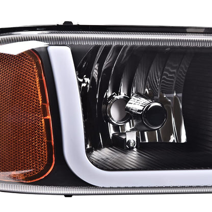 G-PLUS LED Headlights Assembly Compatible with GMC Sierra 1500 1999-2007,Fit GMC Sierra 1500 HD 2001-2007, Bumper Headlamps Clear Lens Black Housing Amber Reflector,Left & Right,faros delanteros